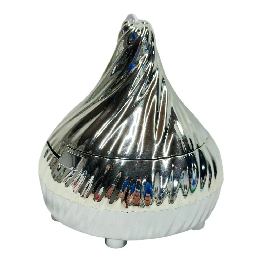 Hersheys Kisses Musical Candy Dish Silver Chrome Collectible Hinged Lid Works